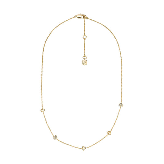 Collana catena Fossil Sutton Heartbeat in ottone oro cuori MISURA UNICA