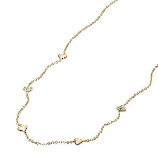 Collana catena Fossil Sutton Heartbeat in ottone oro cuori MISURA UNICA