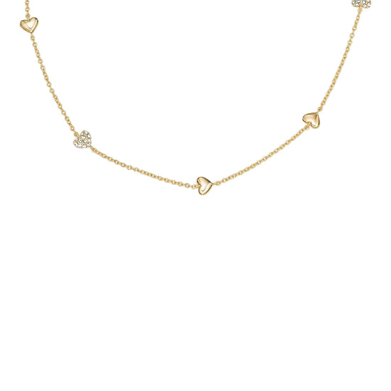 Collana catena Fossil Sutton Heartbeat in ottone oro cuori MISURA UNICA