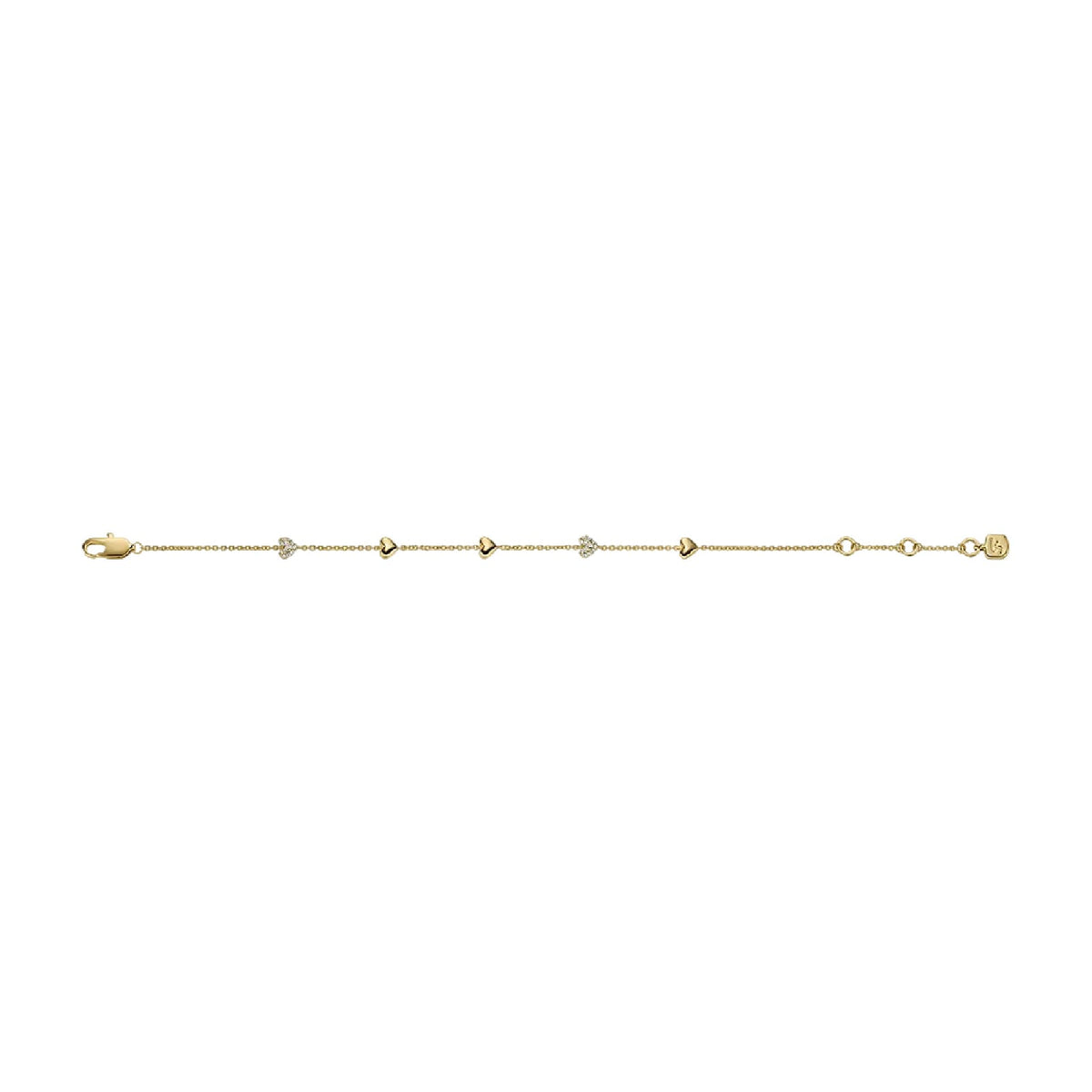 Bracciale catena Fossil Sutton Heartbeat in ottone oro cuori 19 cm