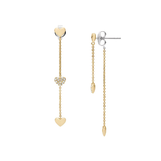 Orecchini pendenti Fossil Sutton Heartbeat in ottone oro MISURA UNICA