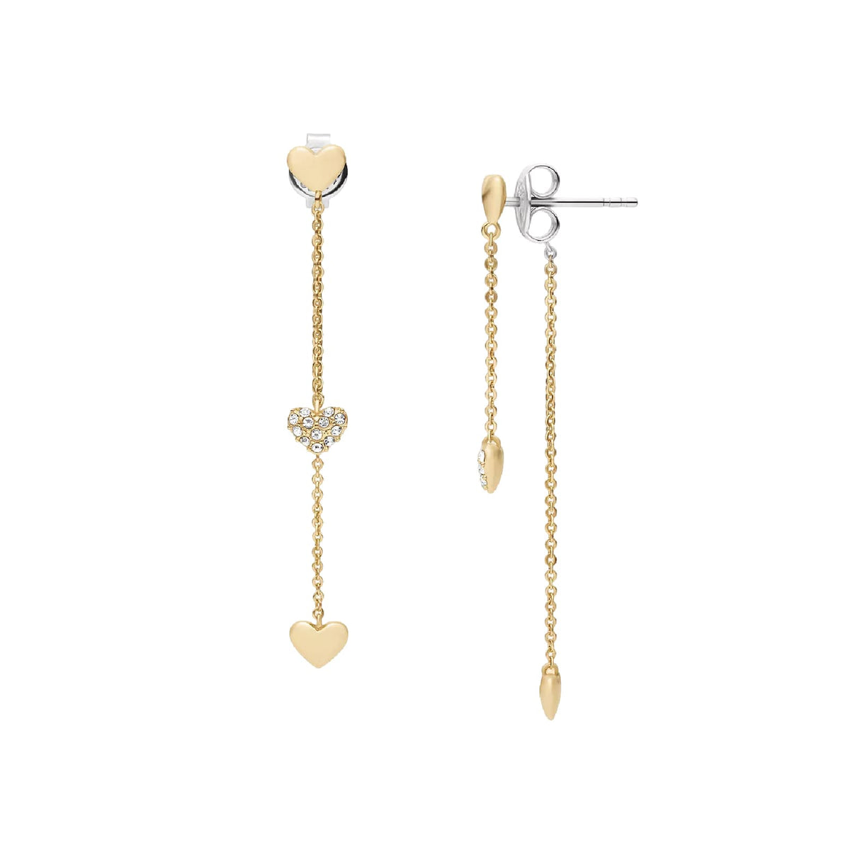 Orecchini pendenti Fossil Sutton Heartbeat in ottone oro MISURA UNICA