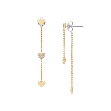 Orecchini pendenti Fossil Sutton Heartbeat in ottone oro MISURA UNICA