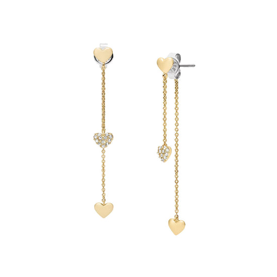 Orecchini pendenti Fossil Sutton Heartbeat in ottone oro MISURA UNICA