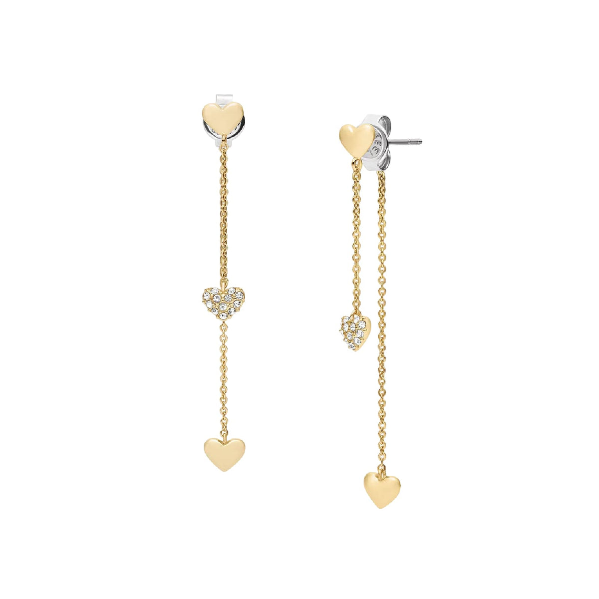 Orecchini pendenti Fossil Sutton Heartbeat in ottone oro MISURA UNICA