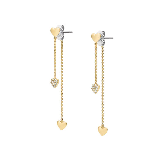 Orecchini pendenti Fossil Sutton Heartbeat in ottone oro MISURA UNICA