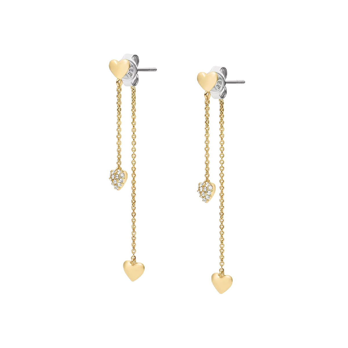 Orecchini pendenti Fossil Sutton Heartbeat in ottone oro MISURA UNICA