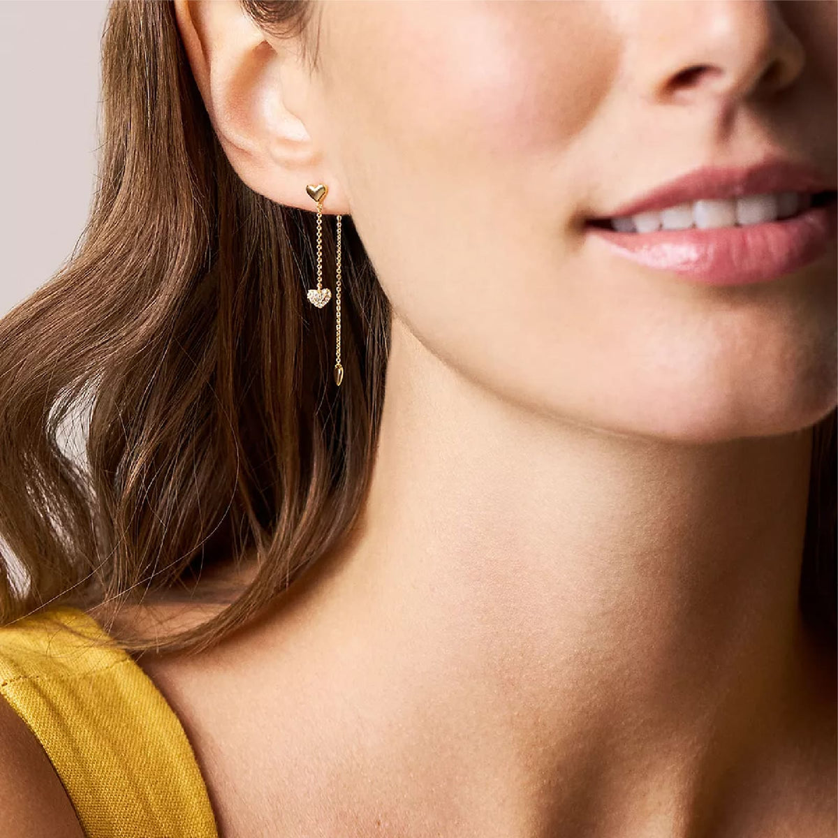 Orecchini pendenti Fossil Sutton Heartbeat in ottone oro MISURA UNICA