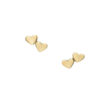 Orecchini lobo Fossil Sutton Heartbeat in ottone oro cuori MISURA UNICA