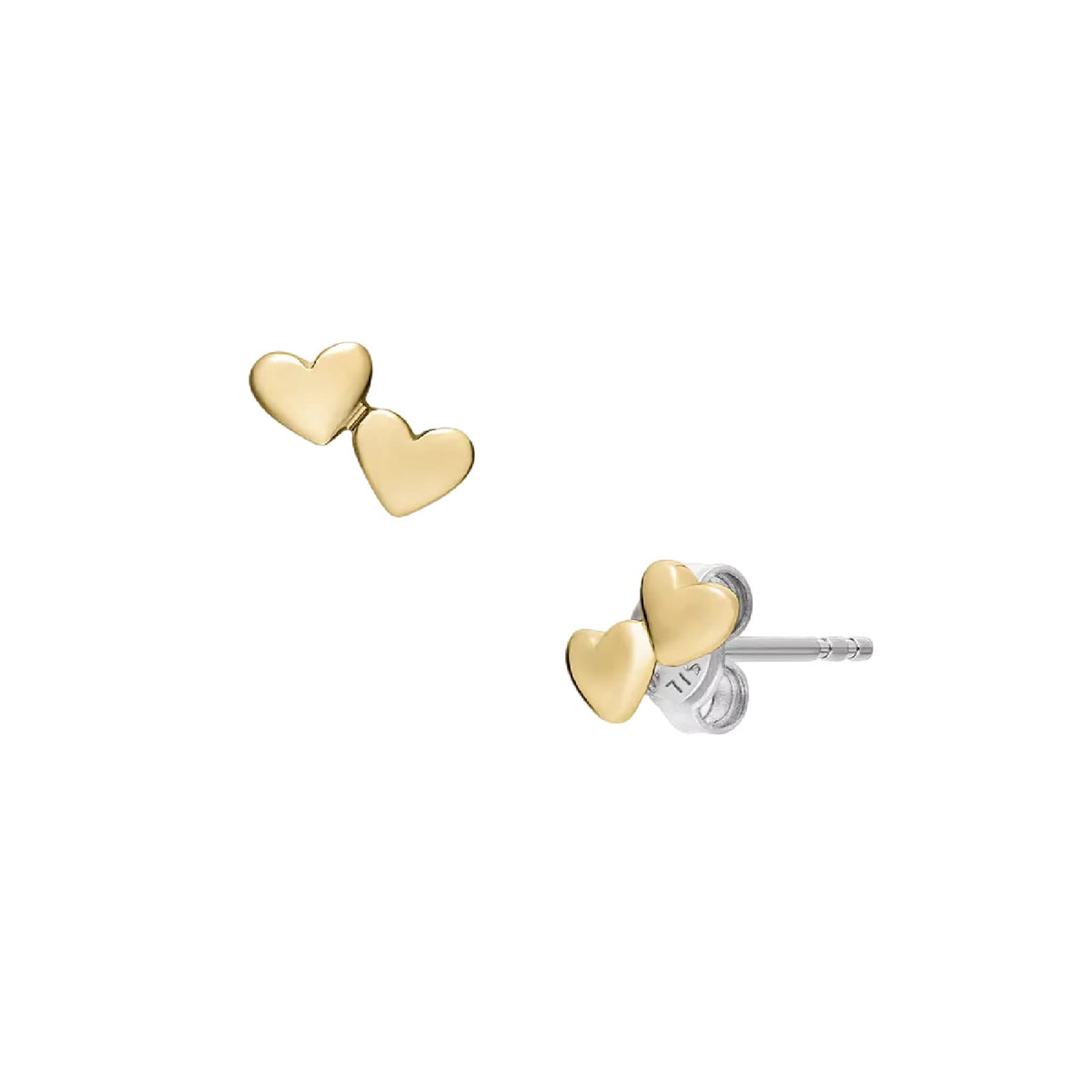 Orecchini lobo Fossil Sutton Heartbeat in ottone oro cuori MISURA UNICA