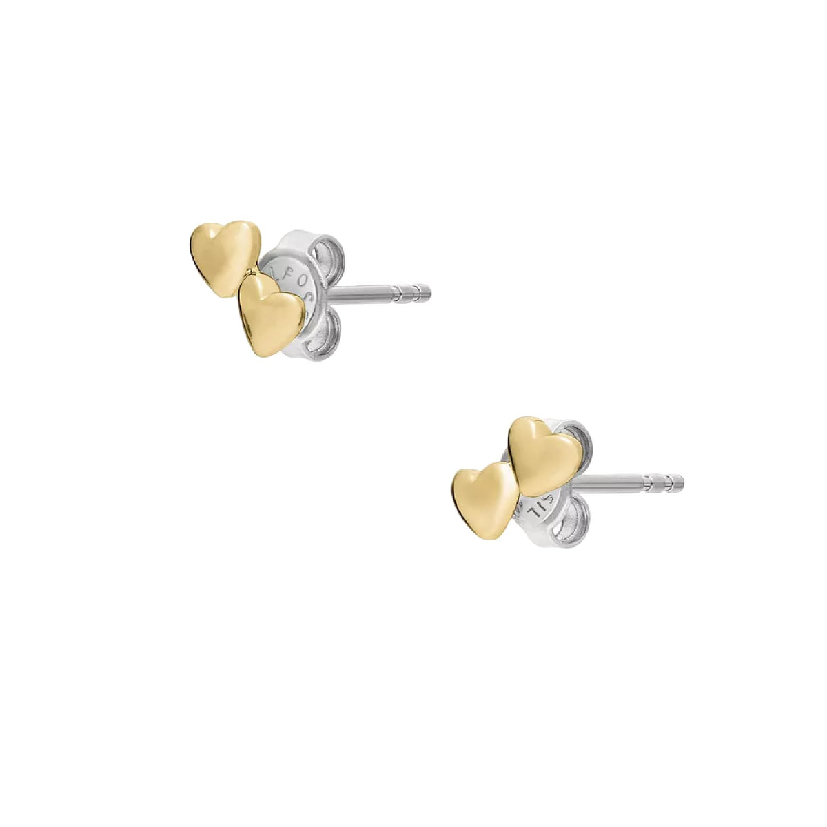 Orecchini lobo Fossil Sutton Heartbeat in ottone oro cuori MISURA UNICA