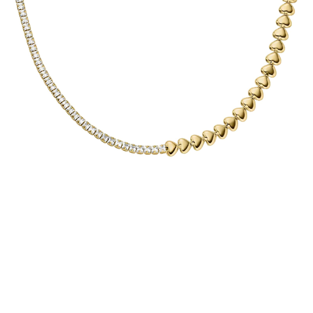 Collana tennis Fossil Sutton Love-All in ottone oro cuori MISURA UNICA