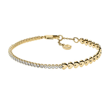 Bracciale tennis Fossil Sutton Love-All in ottone oro cuori 19 cm