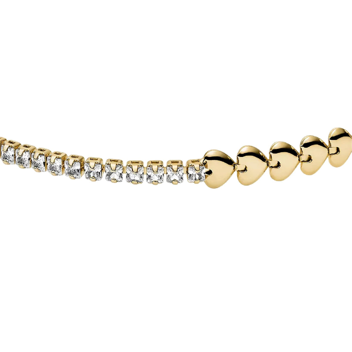 Bracciale tennis Fossil Sutton Love-All in ottone oro cuori 19 cm