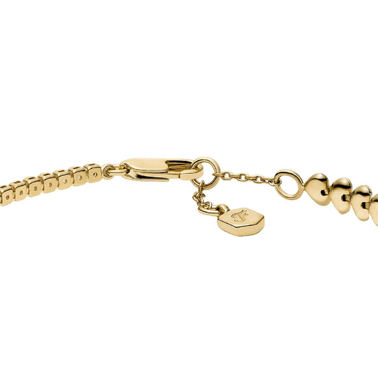 Bracciale tennis Fossil Sutton Love-All in ottone oro cuori 19 cm