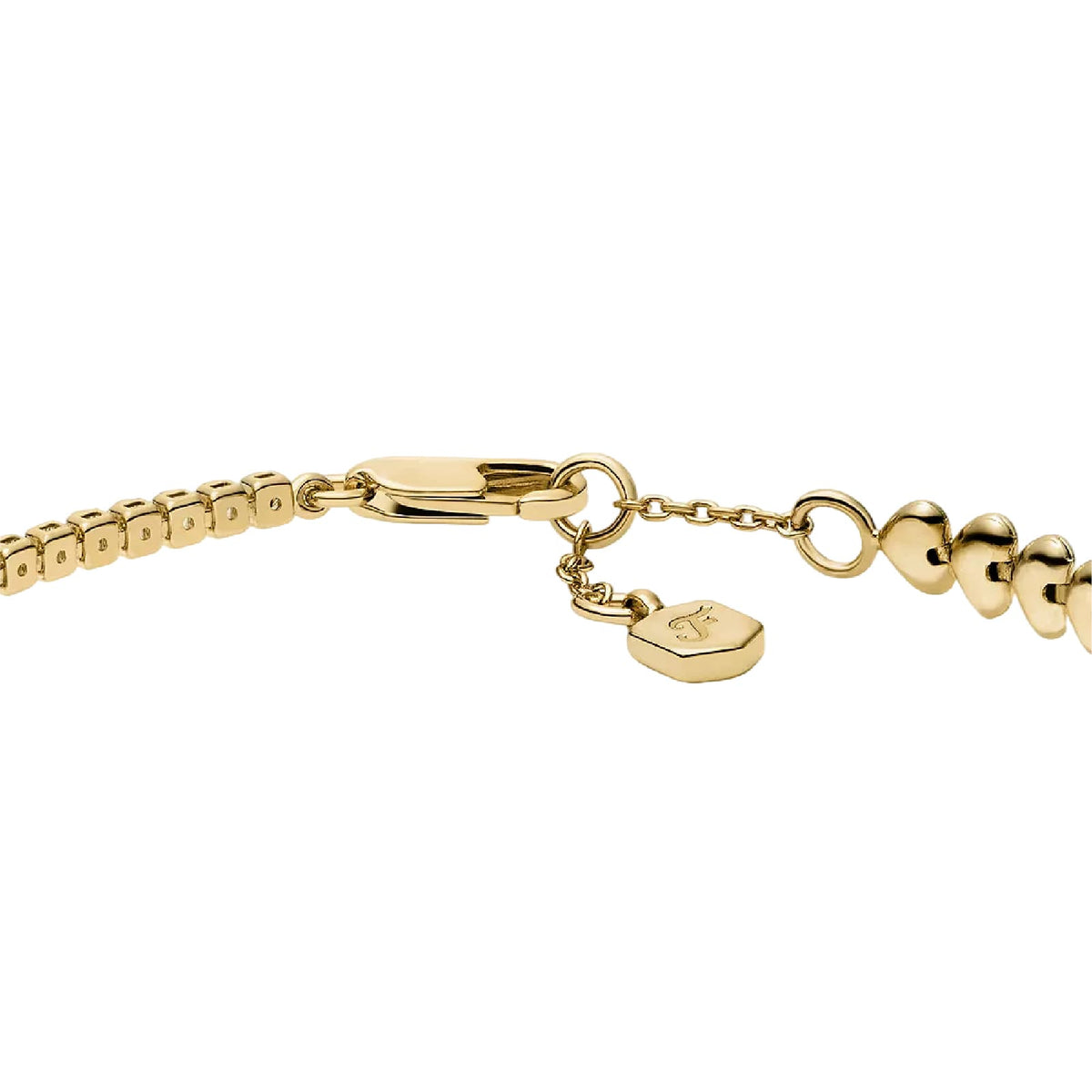 Bracciale tennis Fossil Sutton Love-All in ottone oro cuori 19 cm
