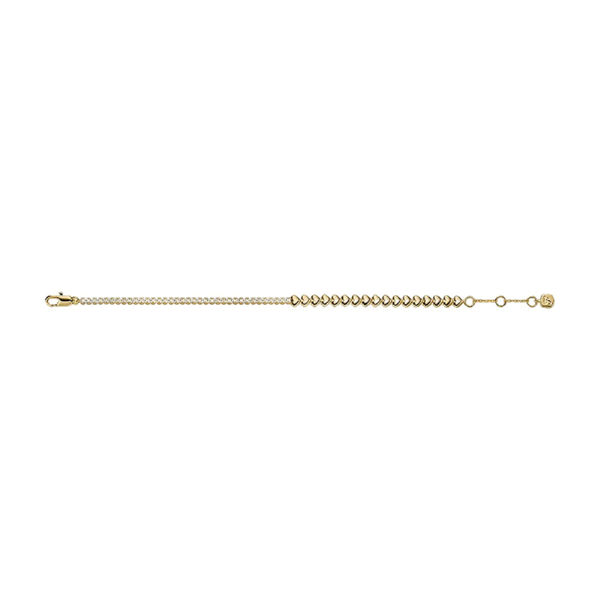 Bracciale tennis Fossil Sutton Love-All in ottone oro cuori 19 cm