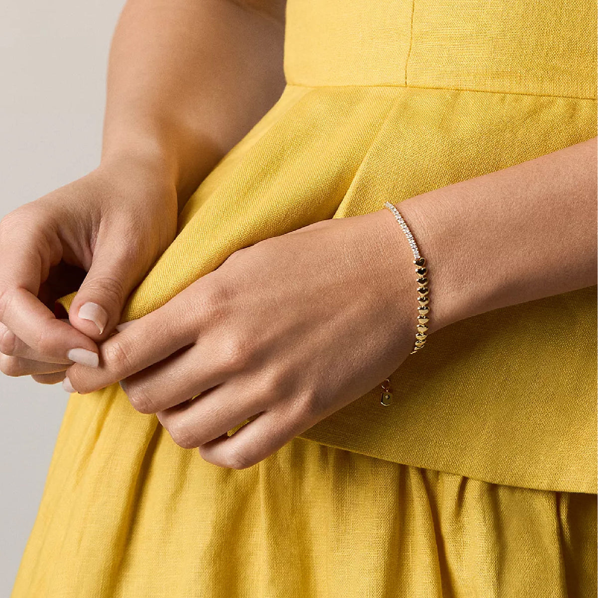 Bracciale tennis Fossil Sutton Love-All in ottone oro cuori 19 cm
