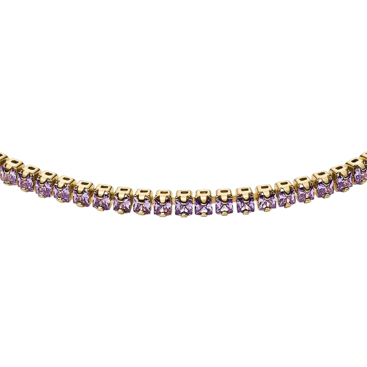Bracciale tennis Fossil Ellis Pavé Glitz in ottone oro viola 19 cm