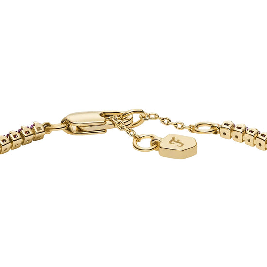 Bracciale tennis Fossil Ellis Pavé Glitz in ottone oro viola 19 cm