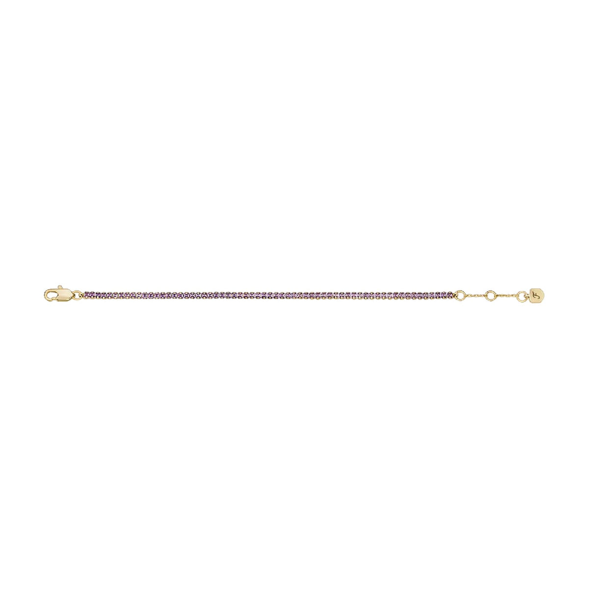 Bracciale tennis Fossil Ellis Pavé Glitz in ottone oro viola 19 cm