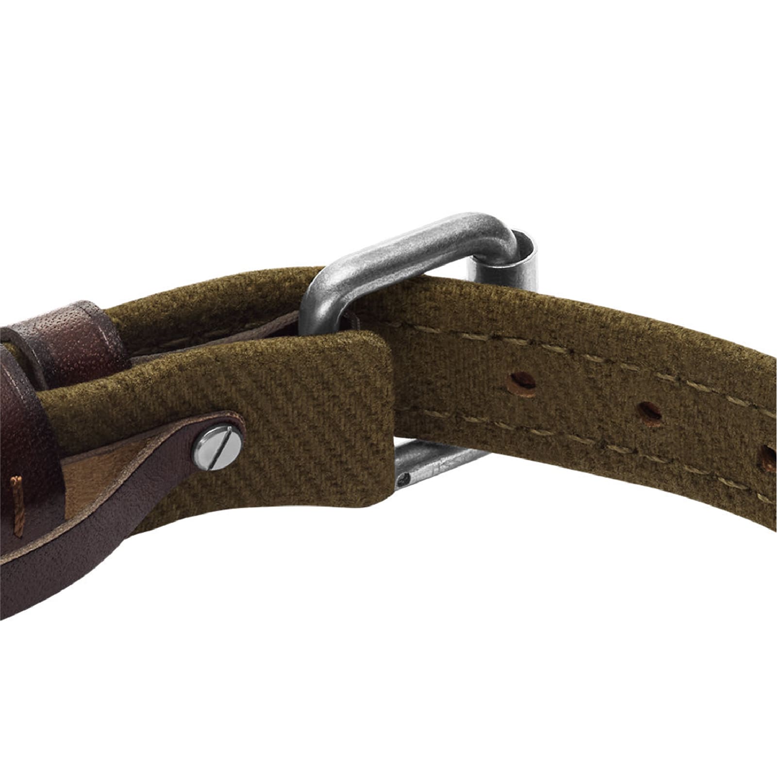 Bracciale Fossil Everett pelle marrone e tela verde uomo REGOLABILE