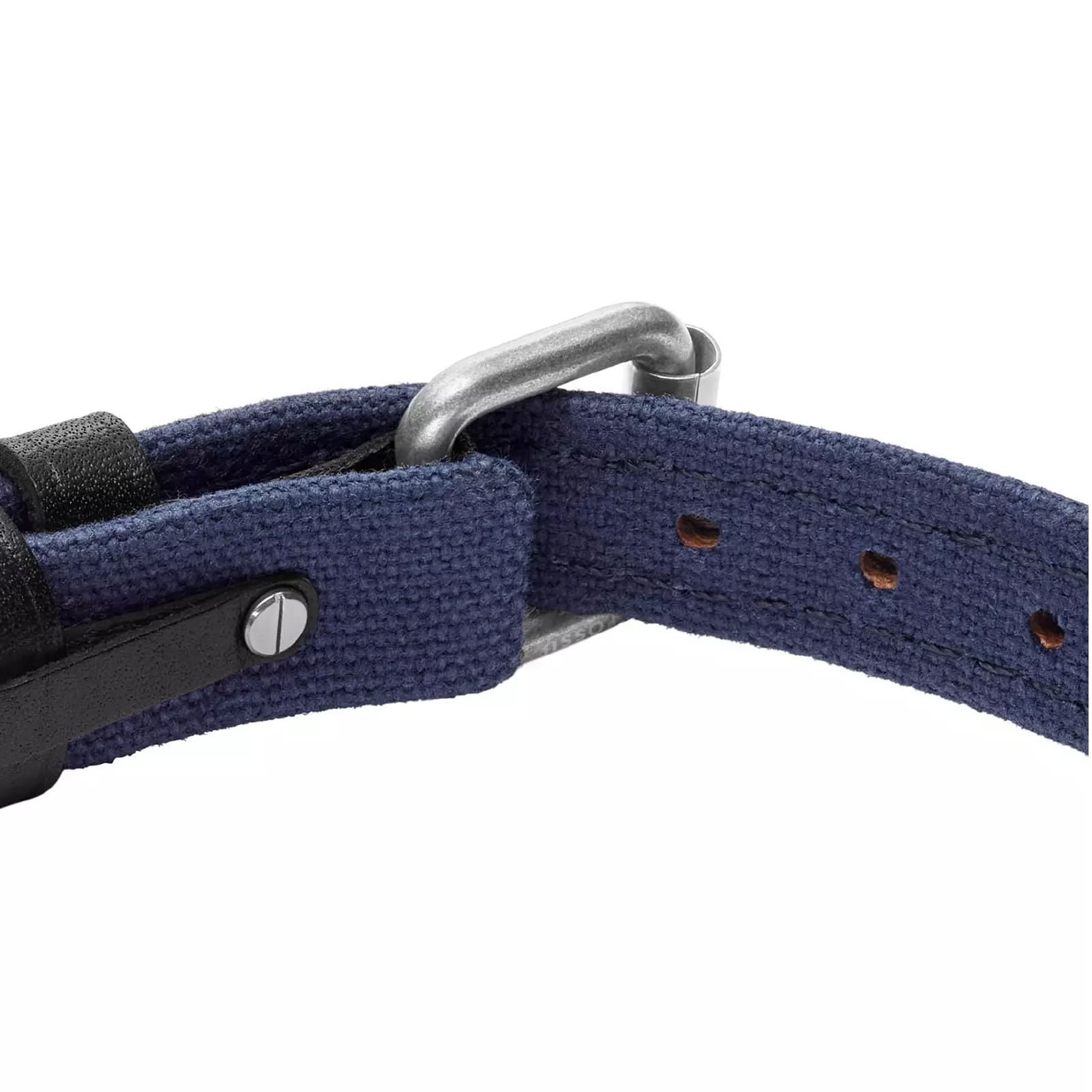 Bracciale Fossil Everett pelle nera e tela blu notte uomo REGOLABILE