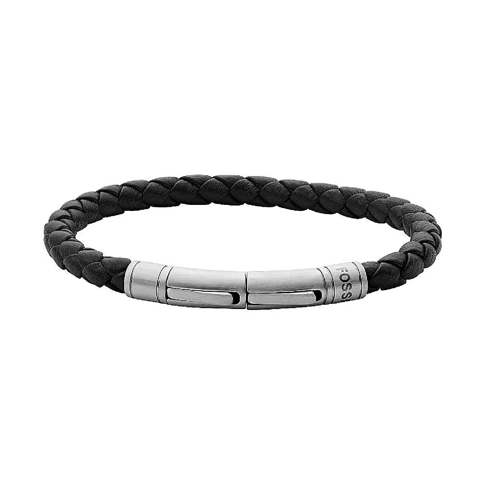 Bracciale Fossil Townsman pelle intrecciata marrone uomo 21,7 cm
