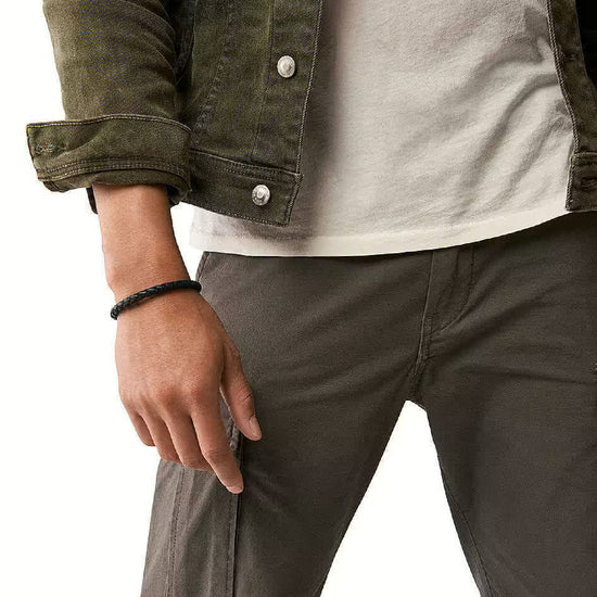 Bracciale Fossil Townsman pelle intrecciata marrone uomo 21,7 cm