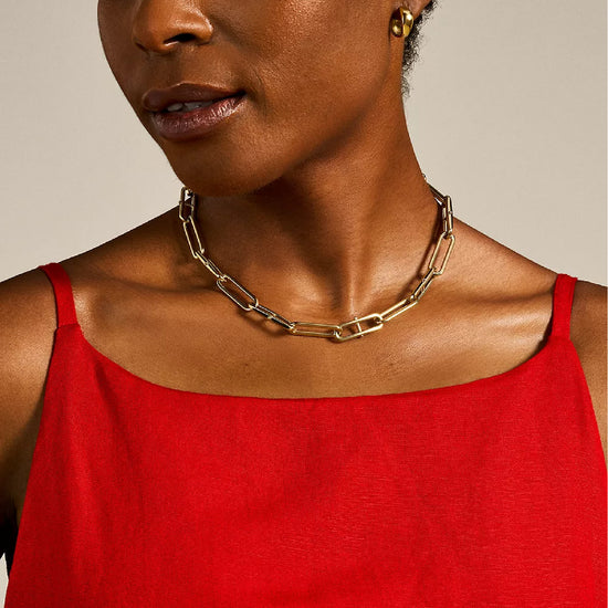 Collana catena Fossil Heritage D-Link acciaio oro donna MISURA UNICA