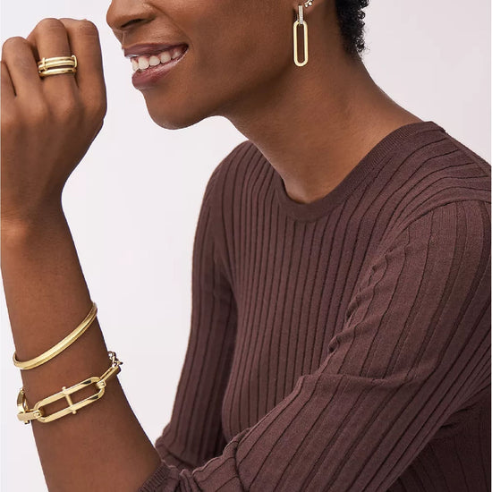 Bracciale rigido Fossil Harlow acciaio color oro donna 17,5 cm