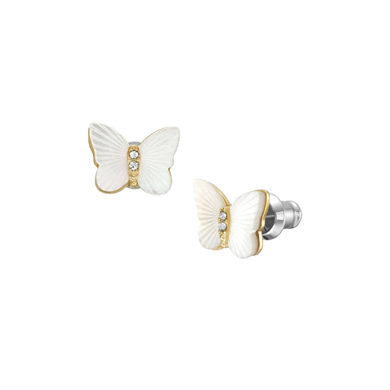 Orecchini a lobo Fossil Sutton con farfalla in madreperla donna MISURA UNICA