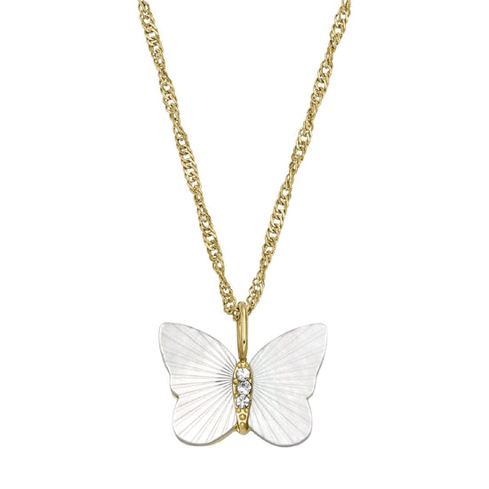 Collana Fossil Sutton con farfalla madreperla bianca donna MISURA UNICA