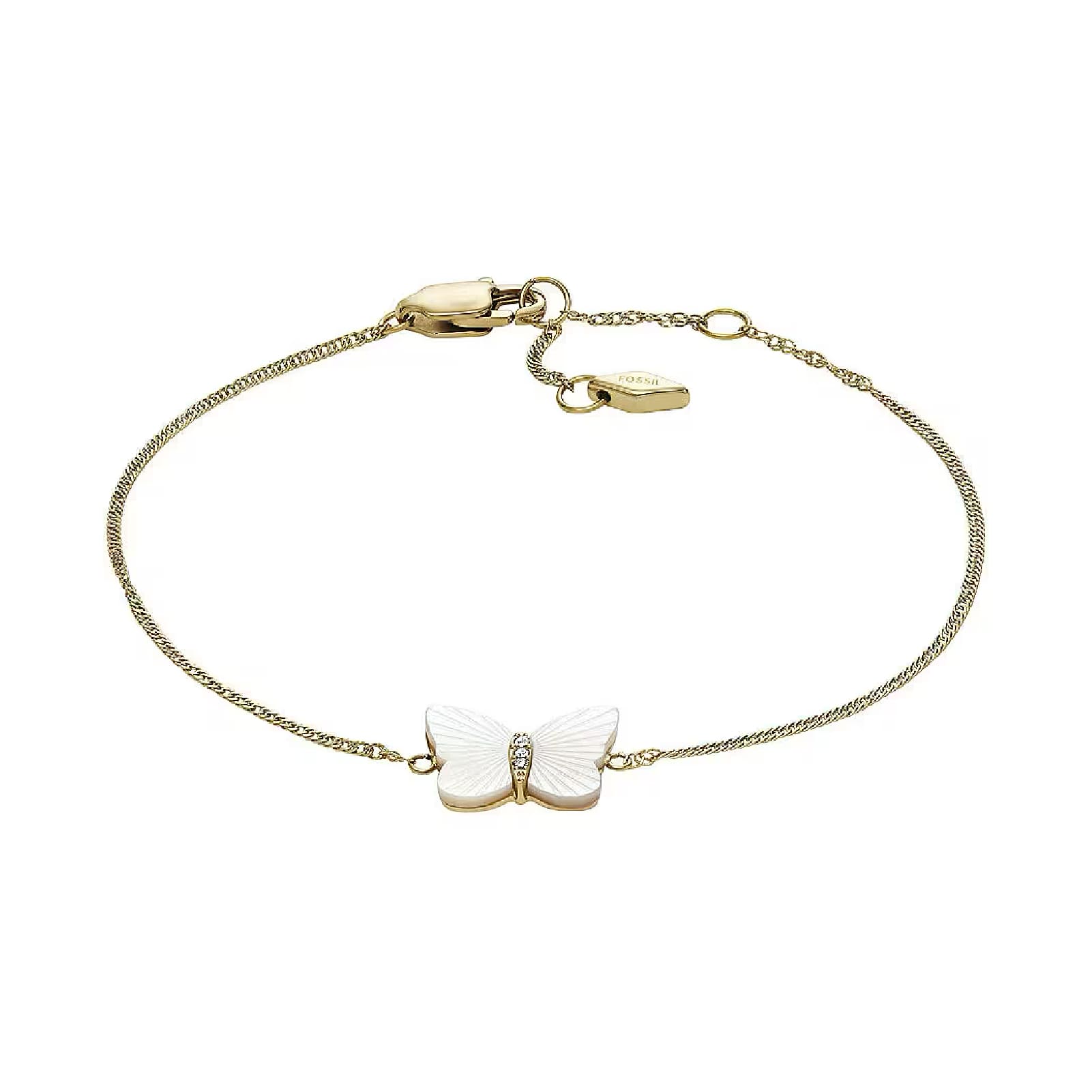 Bracciale Fossil Sutton con farfalla madreperla bianca donna 20 cm