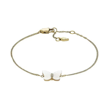 Bracciale Fossil Sutton con farfalla madreperla bianca donna 20 cm