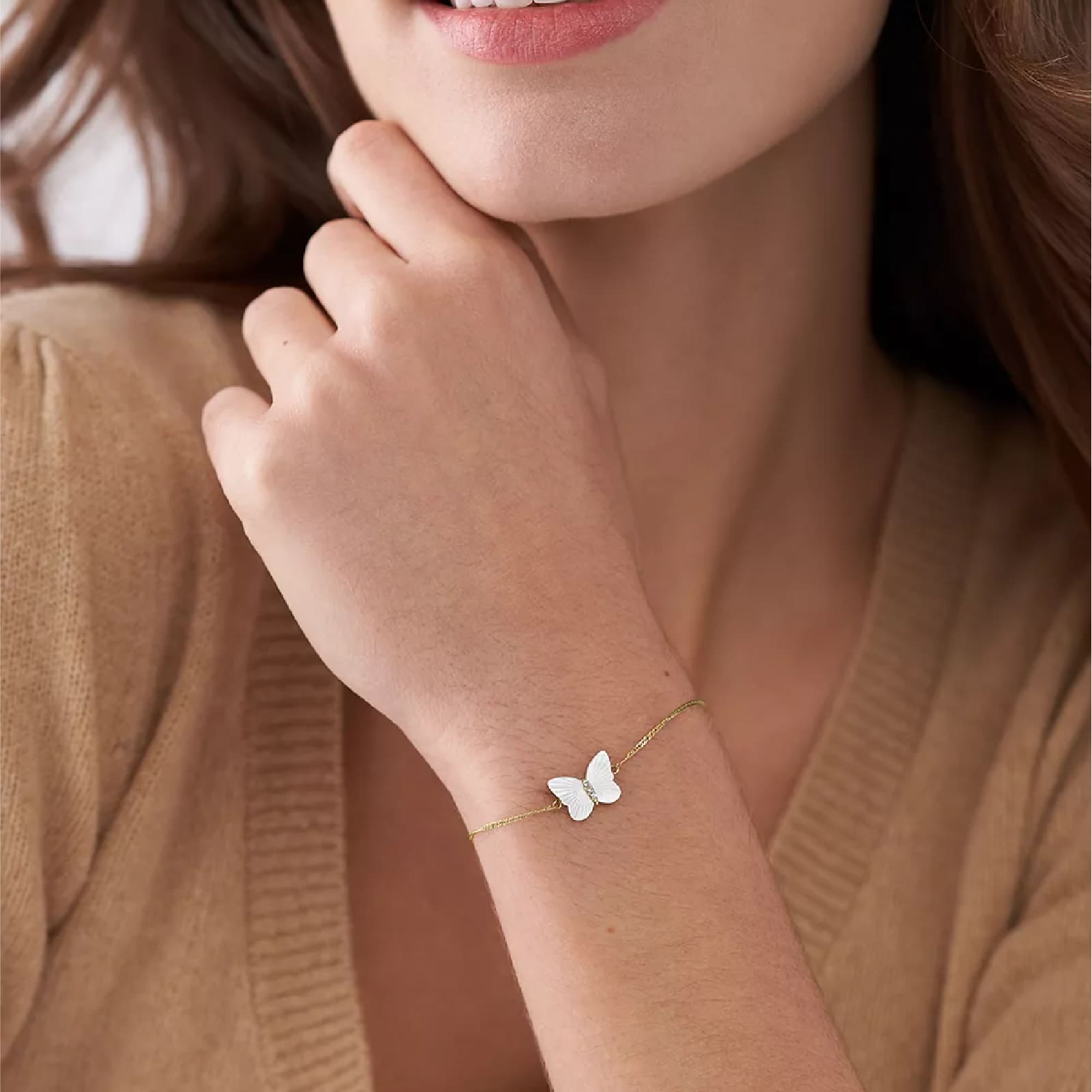 Bracciale Fossil Sutton con farfalla madreperla bianca donna 20 cm