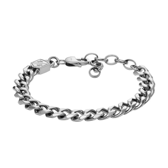 Bracciale Fossil Ellis acciaio catena a maglia grossa donna 21,5 cm