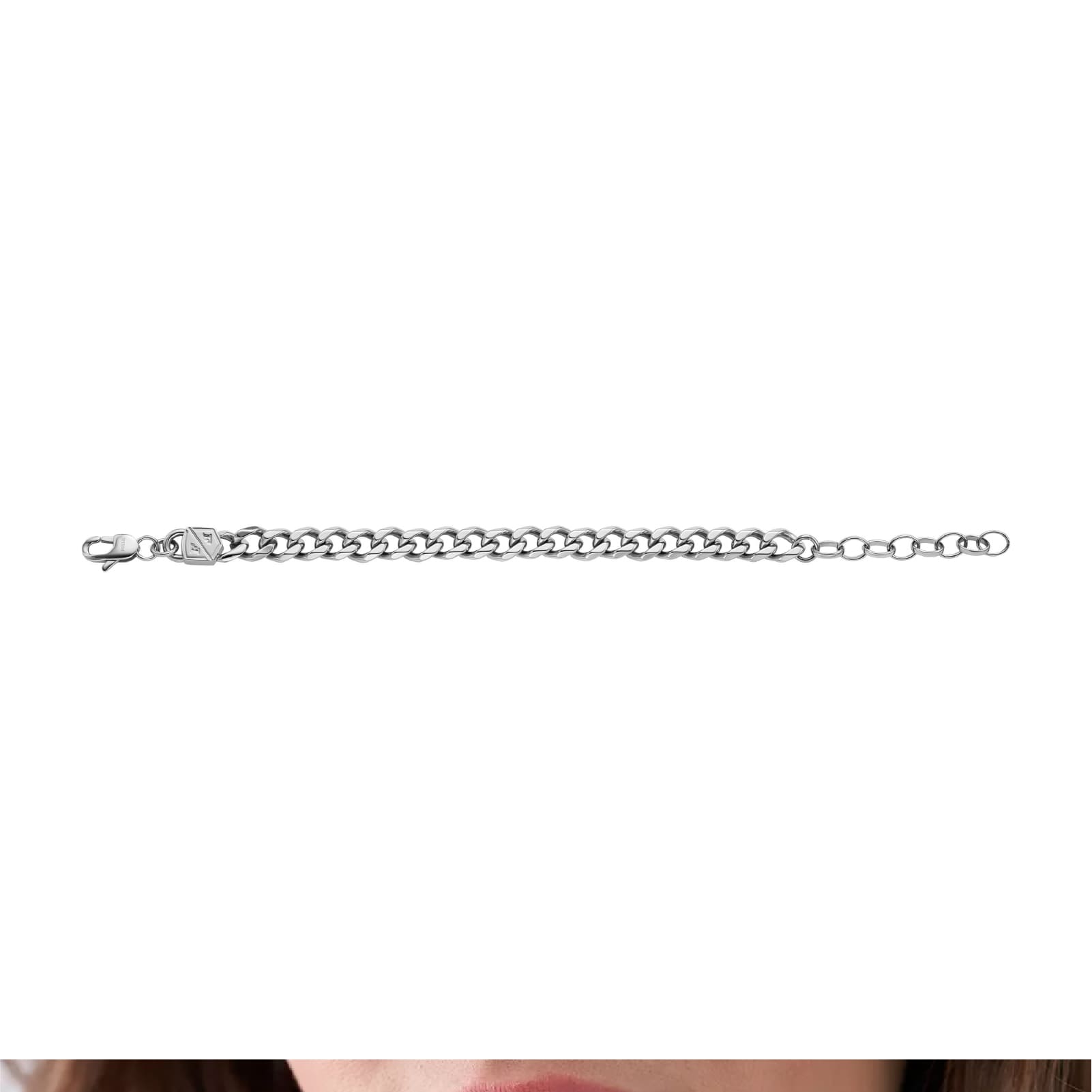 Bracciale Fossil Ellis acciaio catena a maglia grossa donna 21,5 cm