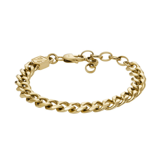 Bracciale Fossil Ellis acciaio oro catena a maglia grossa donna 21,5 cm