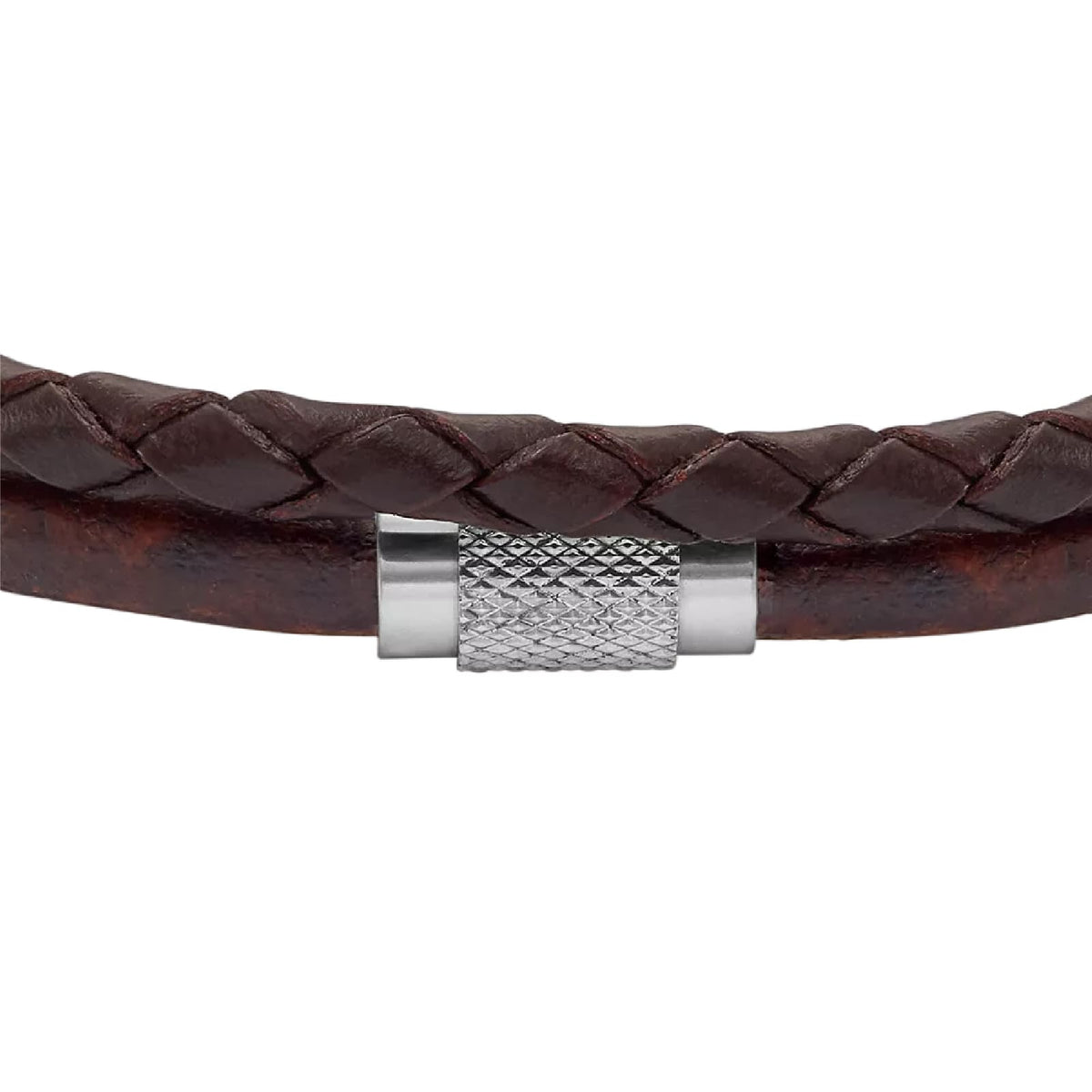 Bracciale Fossil Machine Knurled Texture in pelle marrone 20 cm