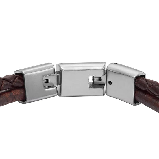 Bracciale Fossil Machine Knurled Texture in pelle marrone 20 cm