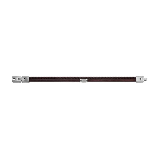 Bracciale Fossil Machine Knurled Texture in pelle marrone 20 cm