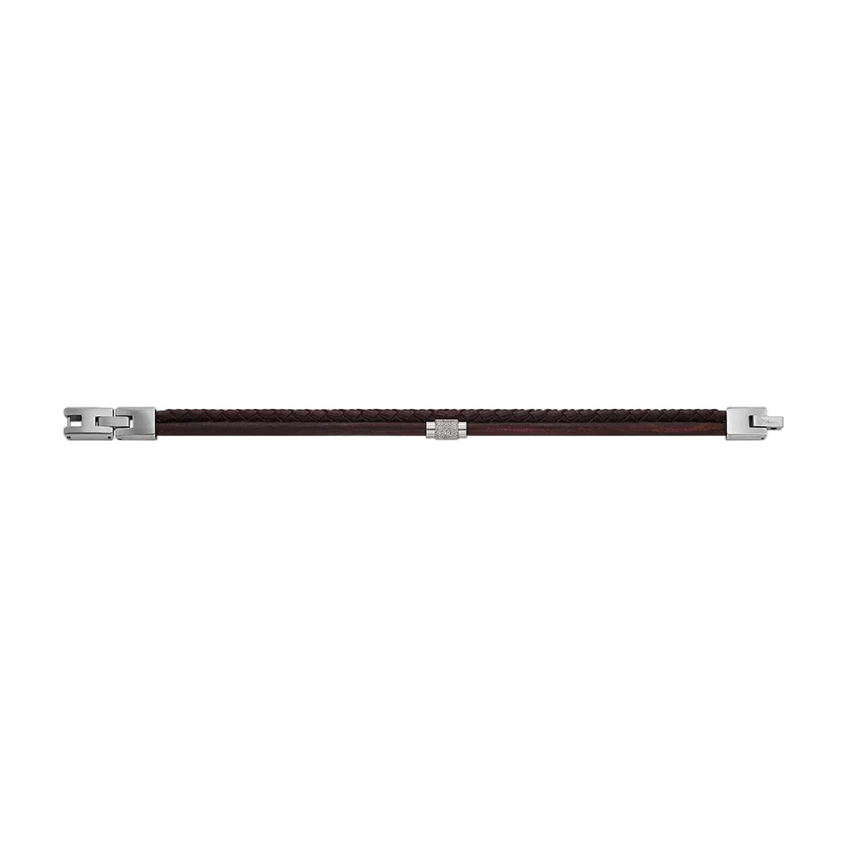 Bracciale Fossil Machine Knurled Texture in pelle marrone 20 cm