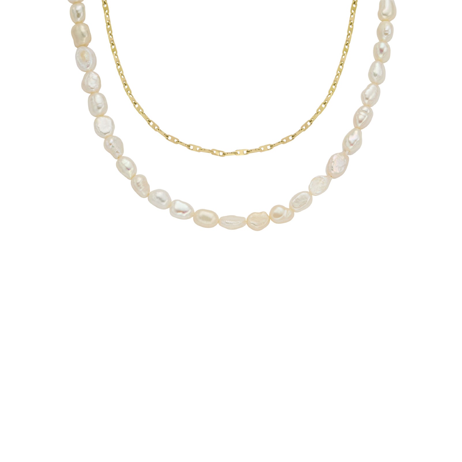 Collana doppio filo Fossil in acciaio inossidabile color oro con perle F.JF04728710