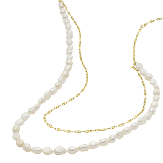 Collana doppio filo Fossil in acciaio inossidabile color oro con perle F.JF04728710