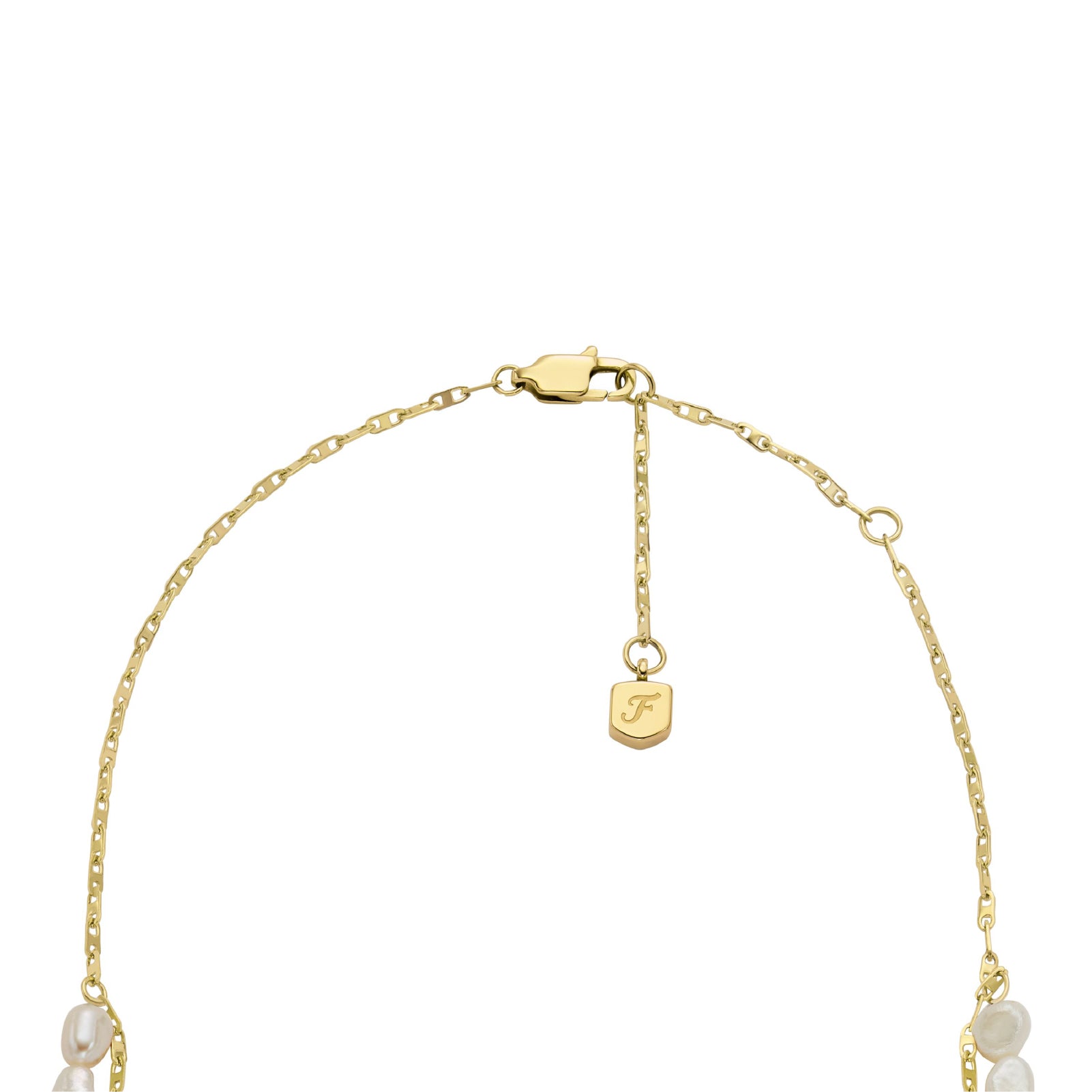 Collana doppio filo Fossil in acciaio inossidabile color oro con perle F.JF04728710