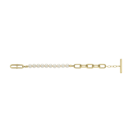Bracciale Fossil in acciaio inossidabile color oro con perle F.JF04729710
