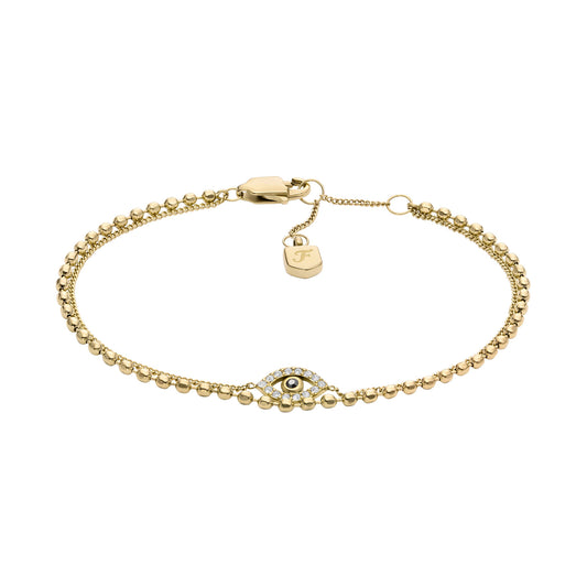 Bracciale doppia catena Fossil in acciaio color oro da donna F.JF04794710
