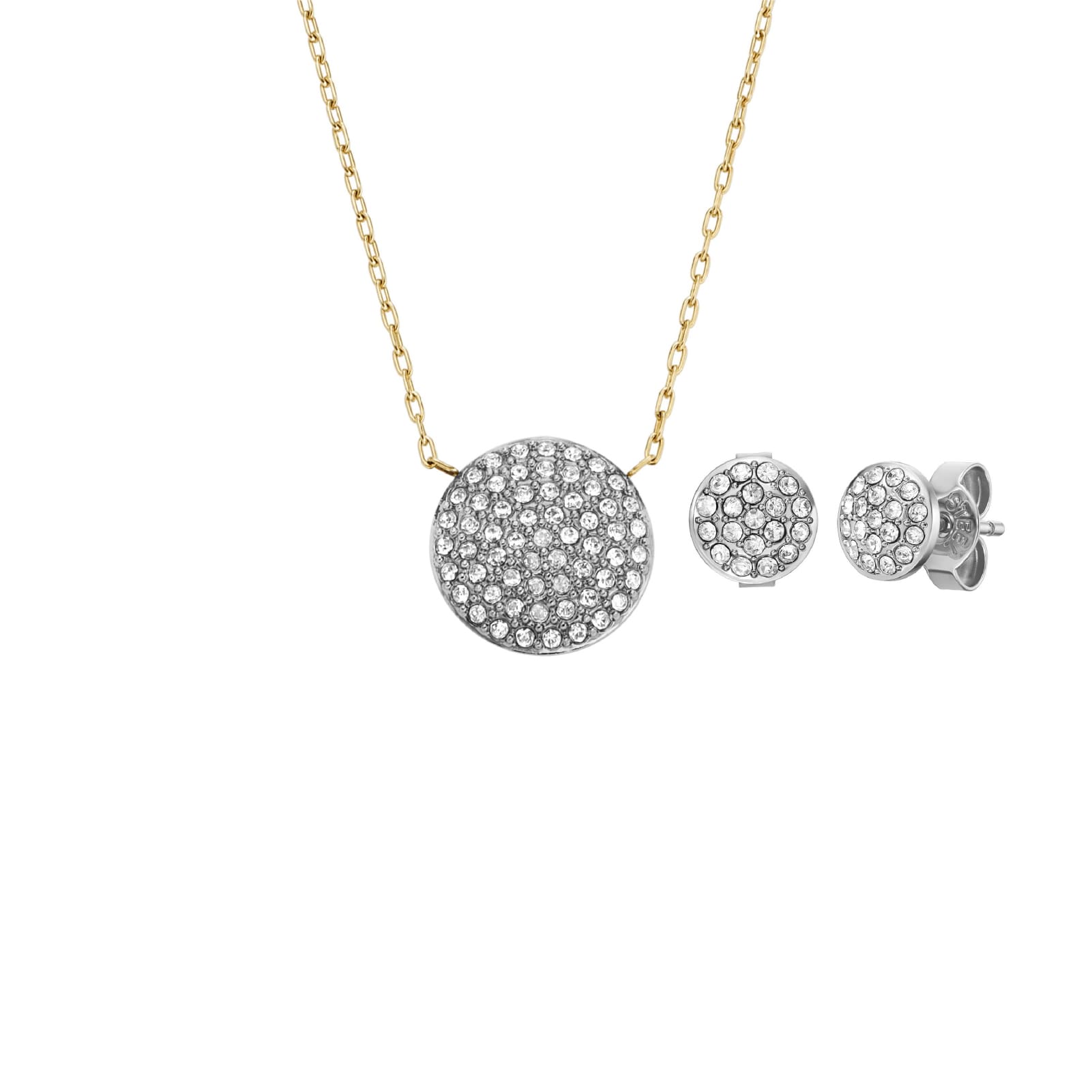 Set collana orecchini Fossil acciaio bicolore cristalli donna MISURA UNICA