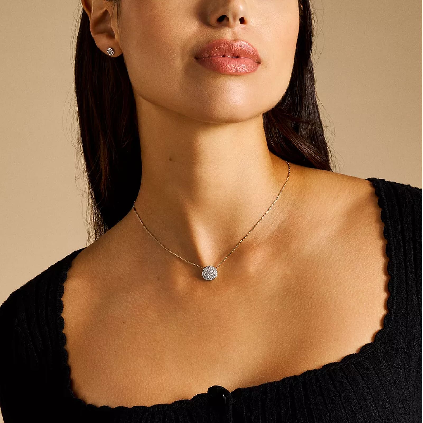 Set collana orecchini Fossil acciaio bicolore cristalli donna MISURA UNICA